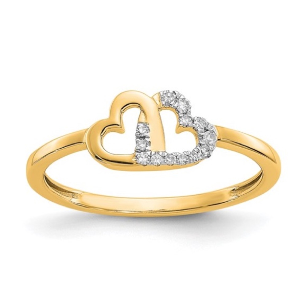 14 karat yellow gold double heart ring